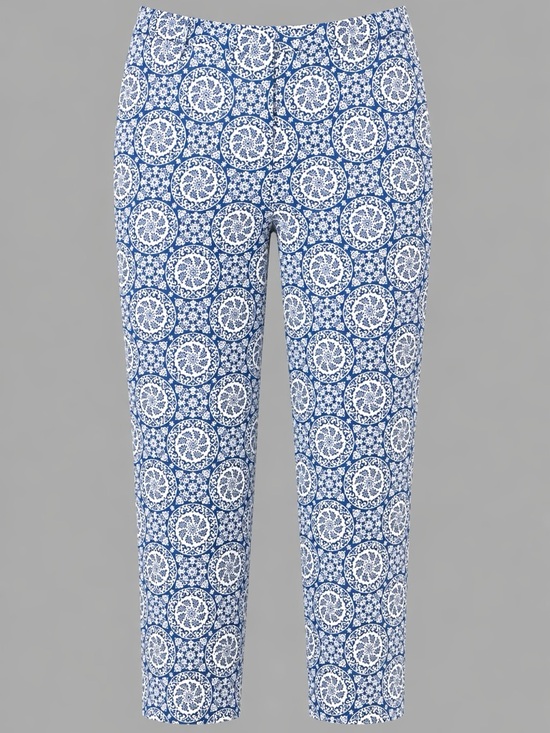 Talbots Pants - Talbots Blue & White Medallion Print Cropped Pants Size 6 Classic Stretch